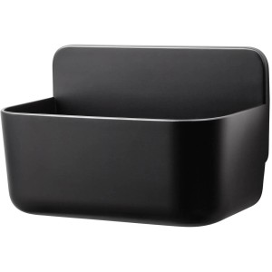 Schwarzer Tesa Lavaa Duschkorb Small zur Wandmontage im Badezimmer.