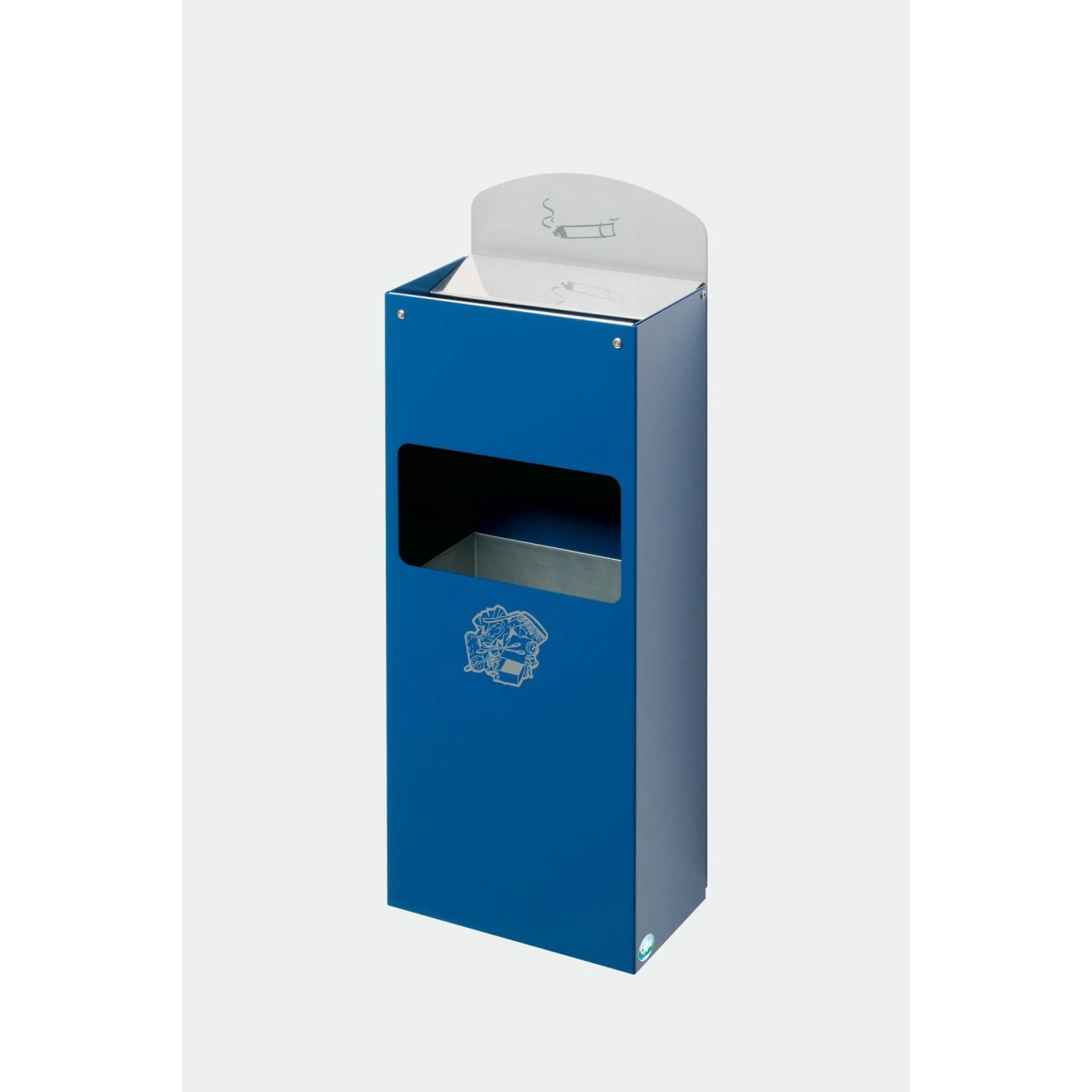 PROREGAL Robuster Wandascher Mit Schild 4 Liter HxBxT 55 x 14,5 x 22 cm Verzinkter Stahl Blau