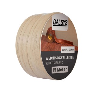 Dalsys Weichsockelleiste Buche, selbstklebend, 15m Rolle. Fußleiste für Bodenbeläge.