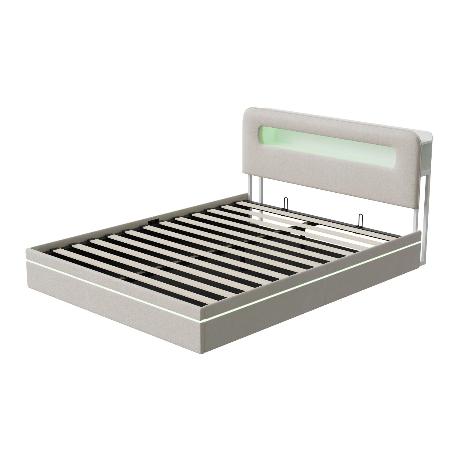 PXloue Bett 140x200 Doppelbett für Erwachsene mit Stauraum&LED Beige günstig online kaufen