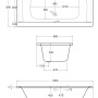 Technische Zeichnung Ottofond Whirlpool-Komplettset Rosa Weiß, Maße 190x80 cm.