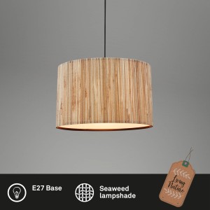 Briloner Pendelleuchte Swing Nature mit Seegras-Schirm, 1-flammig, E27 Fassung.