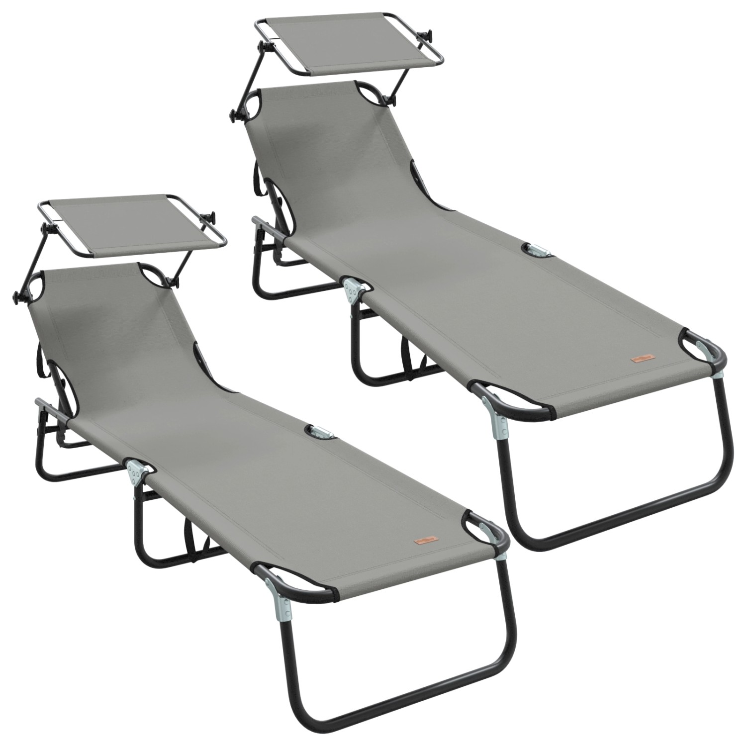 vidaXL Klapp-Sonnenliegen 2 Stk mit Sonnendach Grau 600D Oxford-Stoff 42003 günstig online kaufen