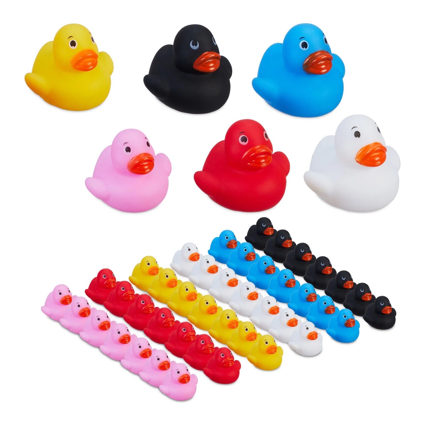 Relaxdays Badeenten PVC Mehrfarbig 48er Set 3 cm x 4 cm x 4 cm