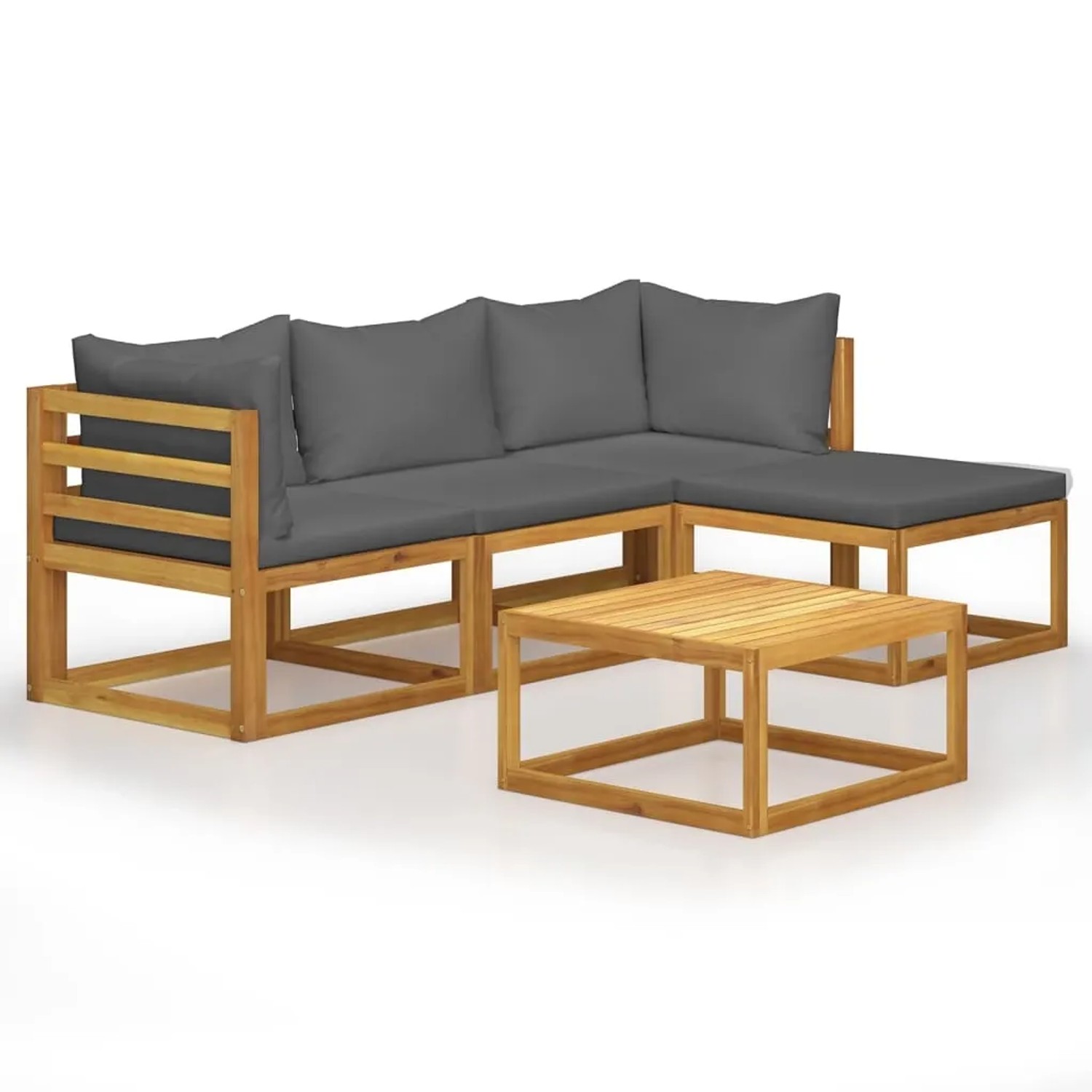 vidaXL 5-Tlg Garten-Lounge-Set mit Auflagen Massivholz Akazie 45914