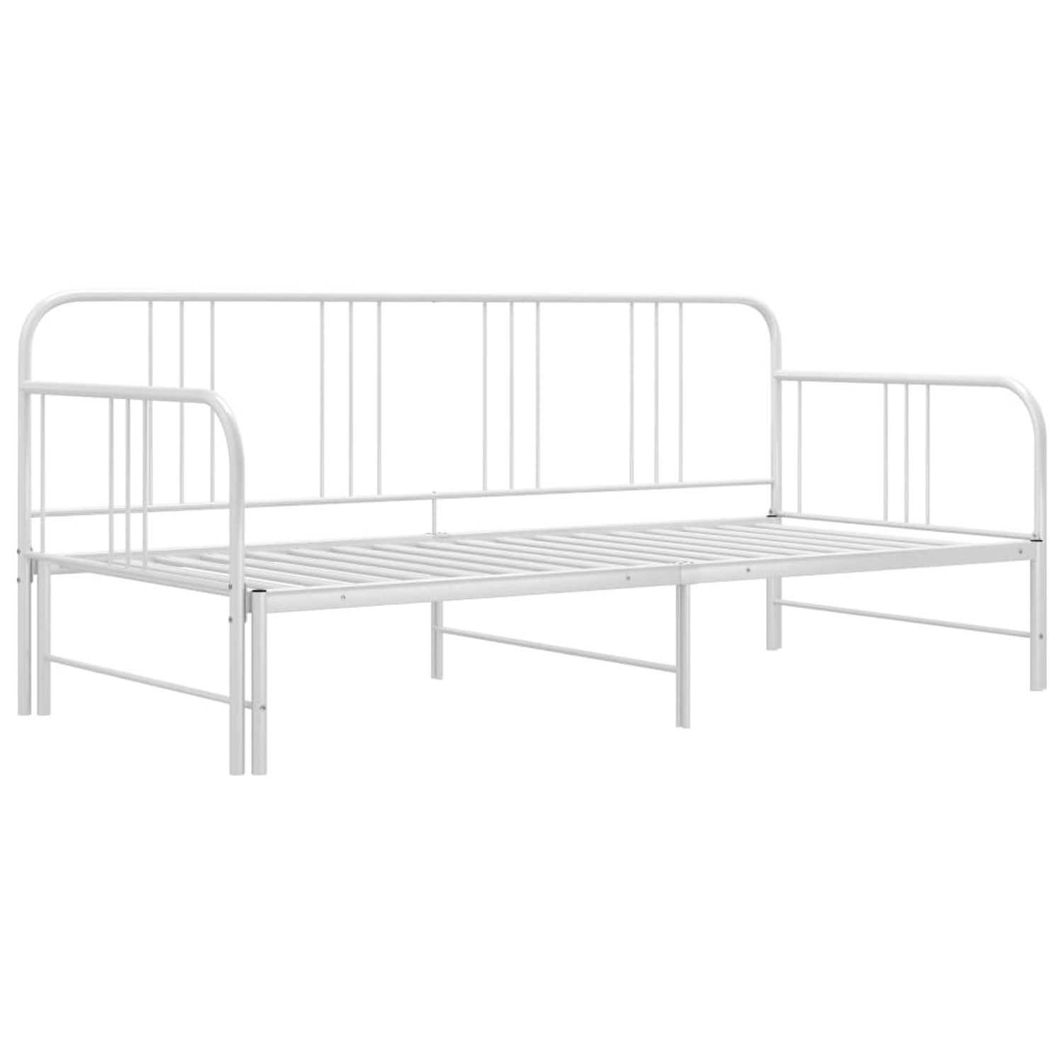 vidaXL Gästebett Ausziehsofa Bettgestell Weiß Metall 90x200 cm Einzelbett B günstig online kaufen