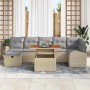 Beiges 8-teiliges vidaXL Garten-Sofa-Set aus Rattan mit Kissen und Stauraum.
