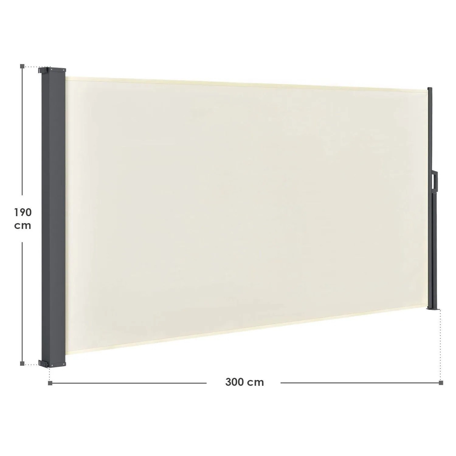 Beige Juskys Seitenmarkise Dubai, 300x190 cm, für Balkon & Terrasse als Sicht- und Sonnenschutz.