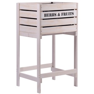 Weißes Dobar Hochbeet Obstkiste aus Holz mit Pflanzfolie für Garten und Balkon.