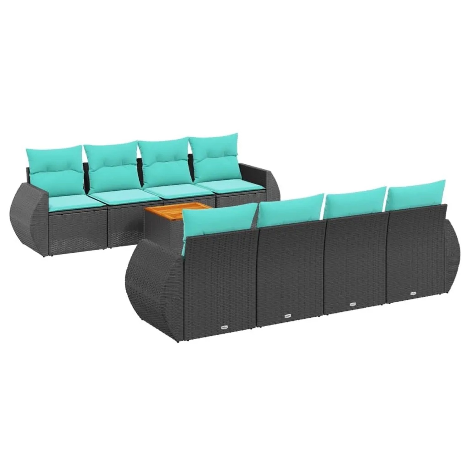 vidaXL 9-Tlg Gartensofa-Set mit Kissen Schwarz Polyrattan 3224923 günstig online kaufen