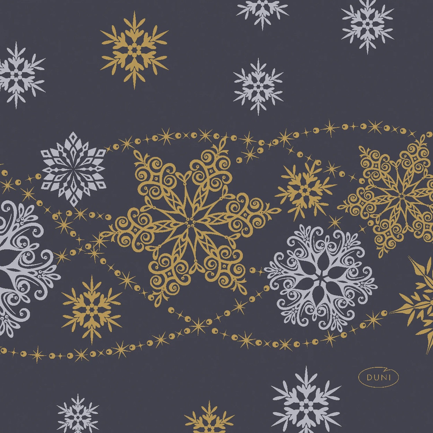 Duni Servietten Dessin-Cocktail Snow Glitter 24 cm x 24 cm Schwarz 20 Stück FSC®