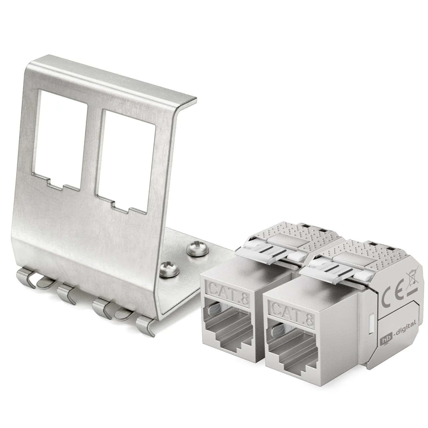 hb-digital Hutschienenadapter 3 Port mit CAT 8.1 Keystone Modul RJ45