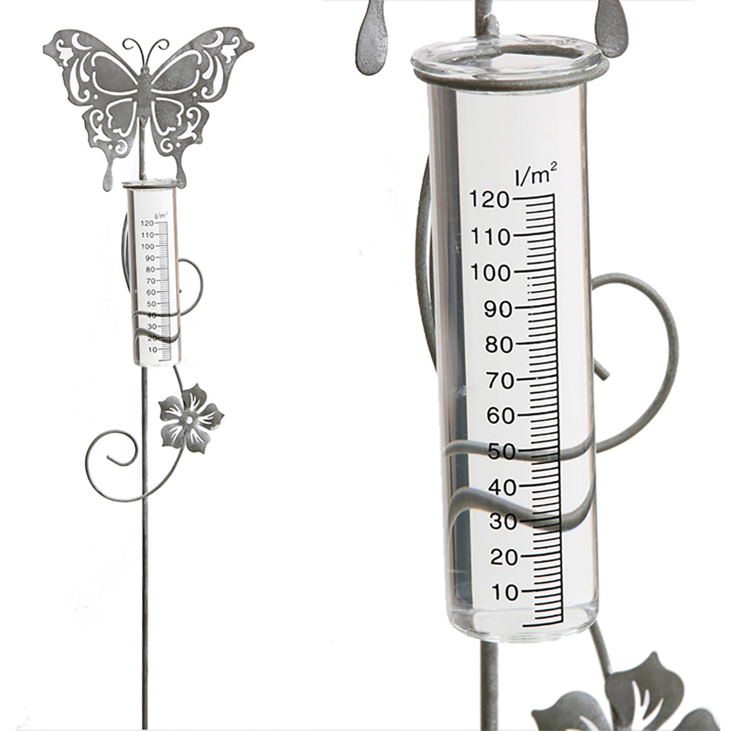 Regenmesser Schmetterling mit Glas 110 cm Grau kaufen bei OBI