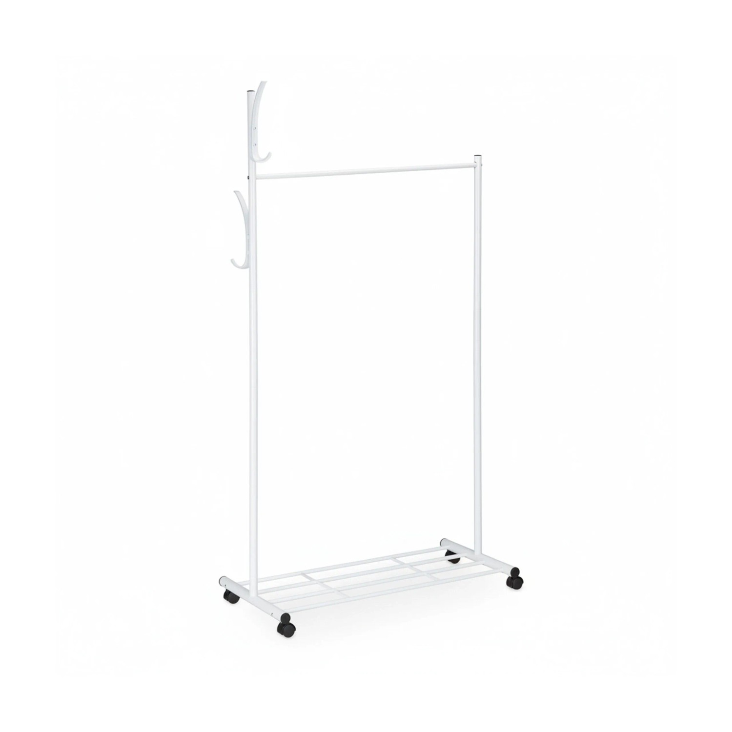 Relaxdays Garderobenständer Metall Weiß Mit Rollen 165 cm x 80 cm x 44 cm 2 kg