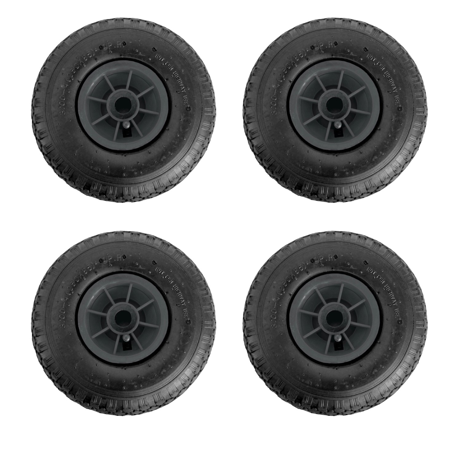TRUTZHOLM 4x Sackkarrenrad Luftrad 260x85mm 3.00-4 75mm Zentrierte Nabe Durchmesser 20mm Grau