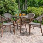 Acamp Gartenmöbel-Set Maui: 4 Sessel, 1 Tisch Ø 70 cm in Bambus-Optik Cappuccino.
