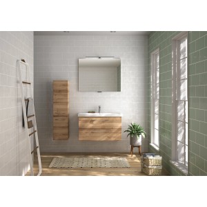 Pelipal Badmöbel-Set Serie 4035, 3-teilig in Riviera Eiche mit Spiegelschrank. Komplettes Badezimmer-Set.