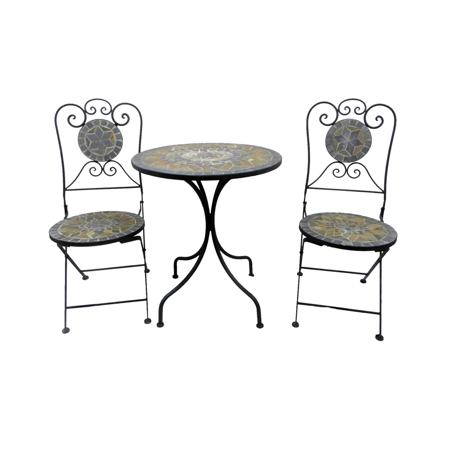 Moawo 3teiliges Mosaik Sitzgarnitur Bistromöbel Gartengarnitur Tisch Stühle günstig online kaufen