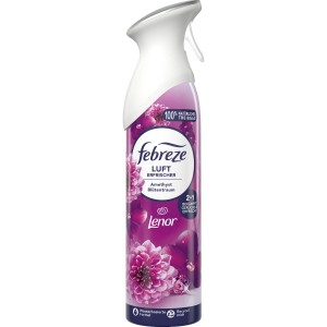 Febreze Lufterfrischer Lenor Amethyst Blütentraum, 185ml Flasche mit blumigem Design.