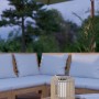 Braune Eglo LED Solar Tischleuchte Marliano, 24 cm, für stimmungsvolle Beleuchtung im Garten.