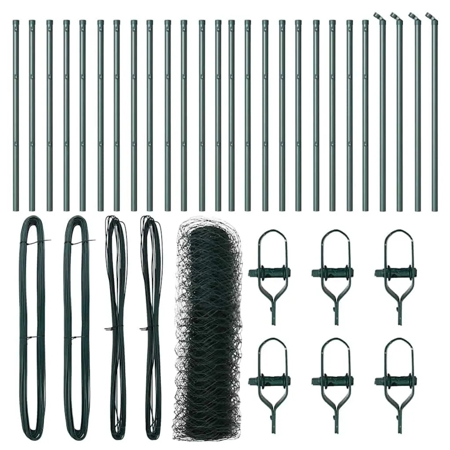 vidaXL Zaunpfosten Grün 50 x 0,5 m 50 mm Netz Stahl und PVC 3352699 günstig online kaufen