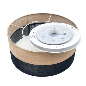 Lamkur LED-Deckenleuchte Dafne, Furnier schwarz, Ø 35 cm, mit LED-Platte.