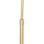 Detailaufnahme: Goldene QAZQA Bogenlampe Arc, moderne Innenleuchte mit klarem Glas.