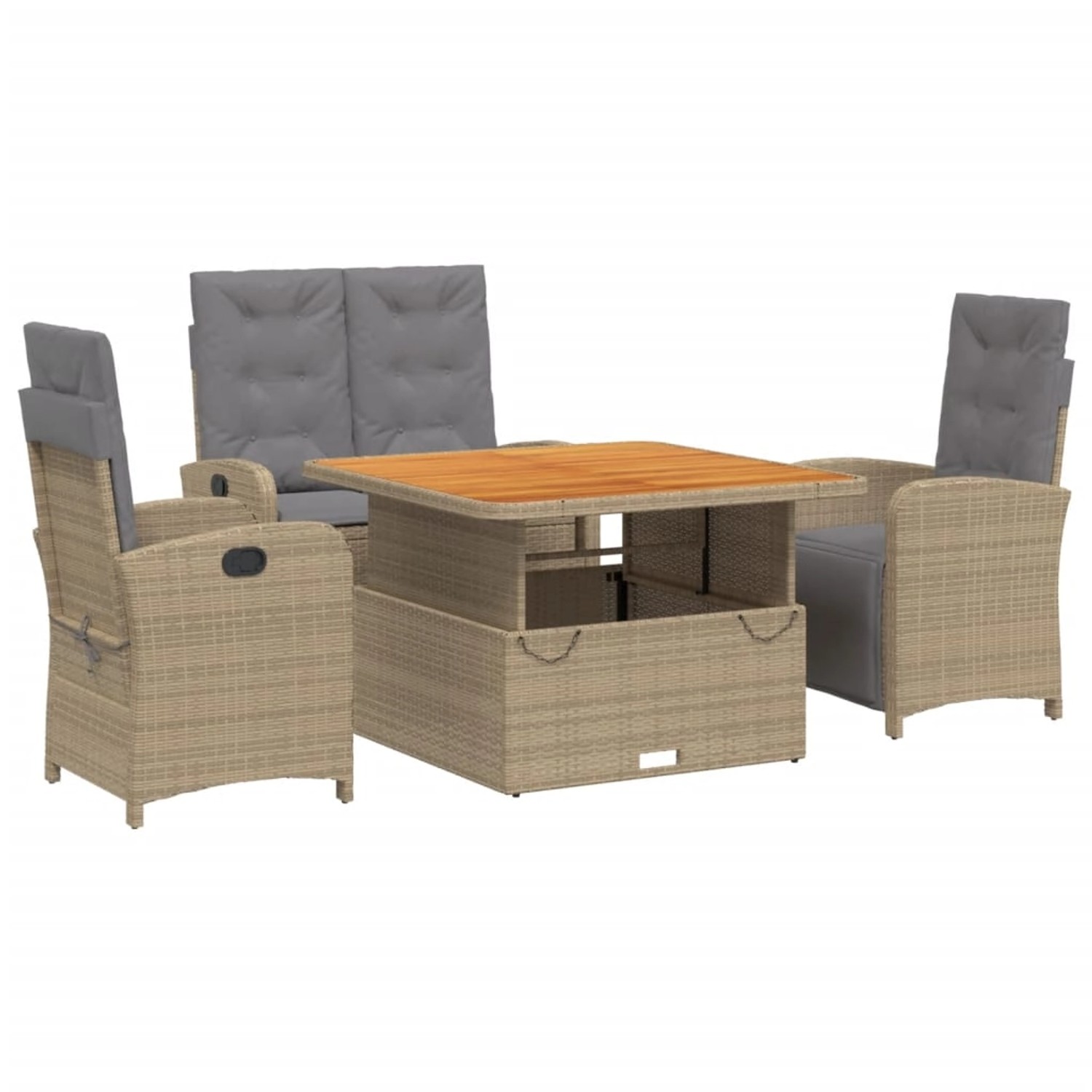 vidaXL 4-Tlg Garten-Essgruppe mit Kissen Beige Poly Rattan 3277369 günstig online kaufen