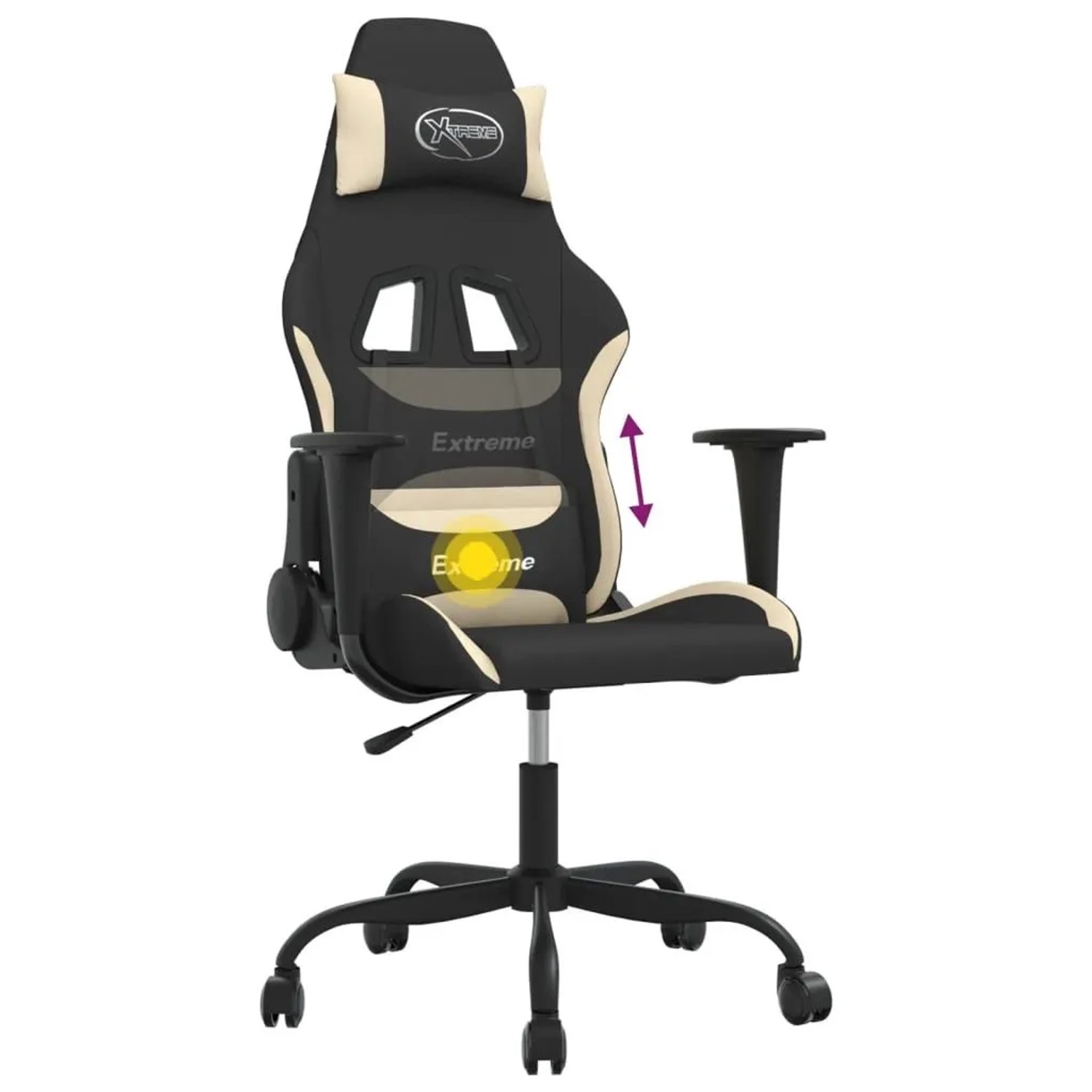 vidaXL Gaming-Stuhl mit Massagefunktion Schwarz und Creme Stoff 345469_7