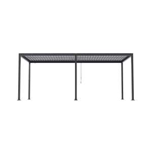 Anthrazitfarbene MWH Pergola O88 Series 3x6m mit verstellbarem Lamellendach aus Stahl für Garten & Terrasse.