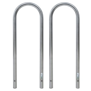 2er Set TRUTZHOLM Fahrradanlehnbügel aus Edelstahl, U-Form, zur sicheren Fahrradaufbewahrung.