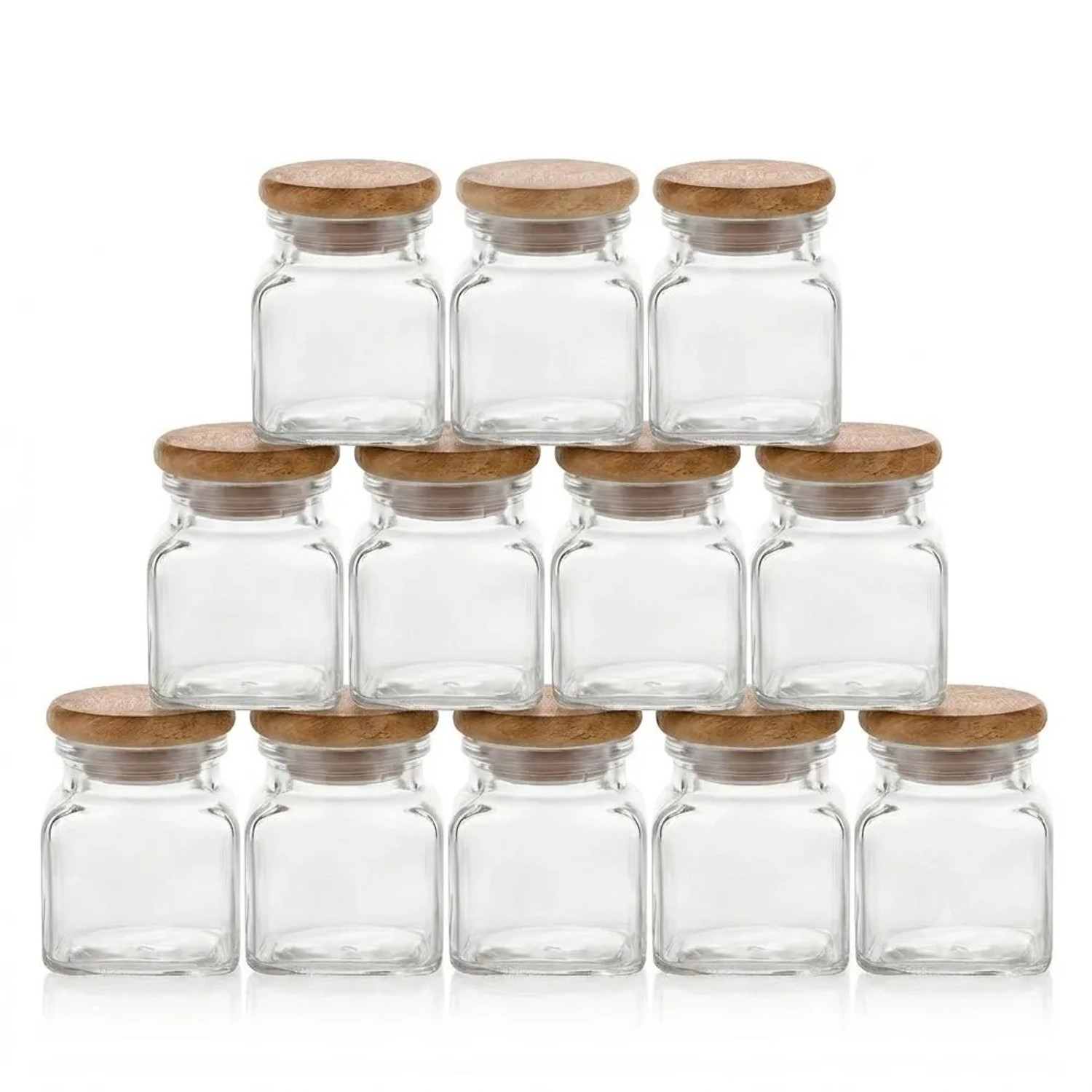 HolzFee 12 Stück Gewürzglas 120 ml mit Luftdichtem Deckel