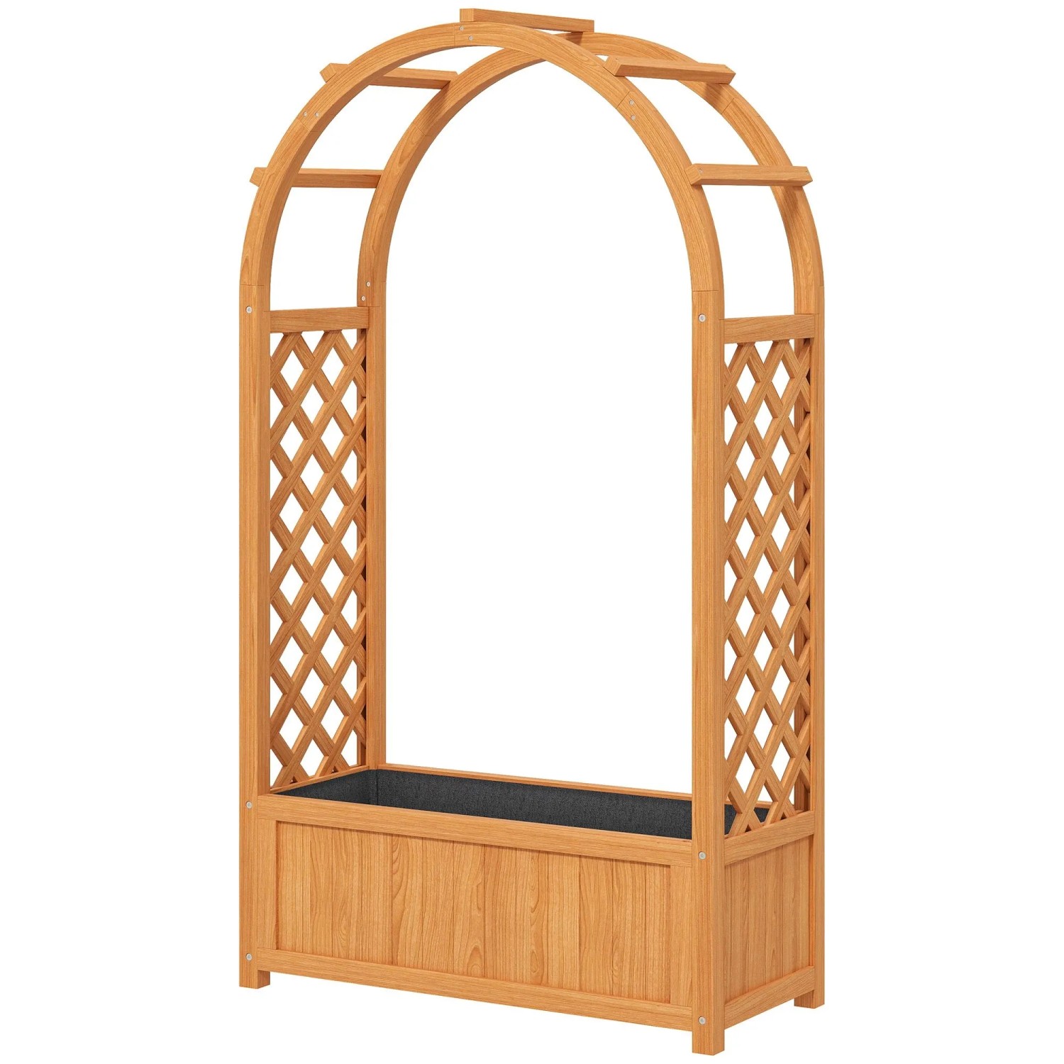 Outsunny Hochbeet mit Rankgitter Tannenholz 83L x 36B x 145H cm Braun