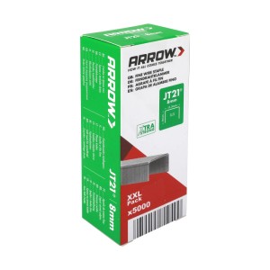 Arrow Klammern JT21, 8 mm, 5000 Stück im Karton. Feindrahtklammern für Tackerzubehör.