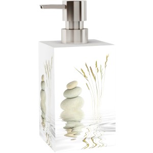 Sanilo Seifenspender Balance mit Stein- und Gräser-Motiv, ideal für Bad und Küche.