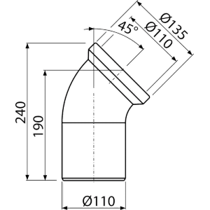 Alcadrain A90-45 WC-Anschlussbogen 45° Ø 110 mm