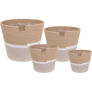 A.H.G. Baumwollkörbe Homi-Logo, Natur/Weiß/Beige, 4 Größen, Übertöpfe oder Aufbewahrungskörbe.