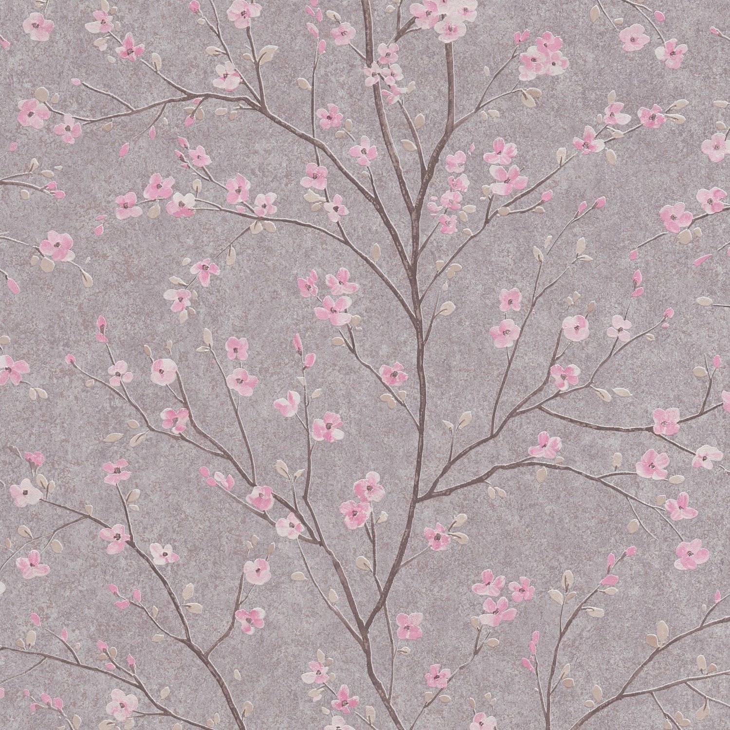 PROFHOME 379122-GU Blumen Tapete Floral Matt Grau Rosa 0,53 m x 10,05 m 5,3 günstig online kaufen