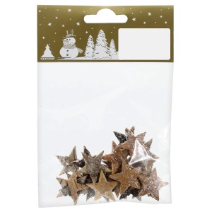 Mini-Rindensterne, Ø 2,5 cm, 24 Stück, Streudeko für Weihnachten mit Schnee- und Eis-Effekt.