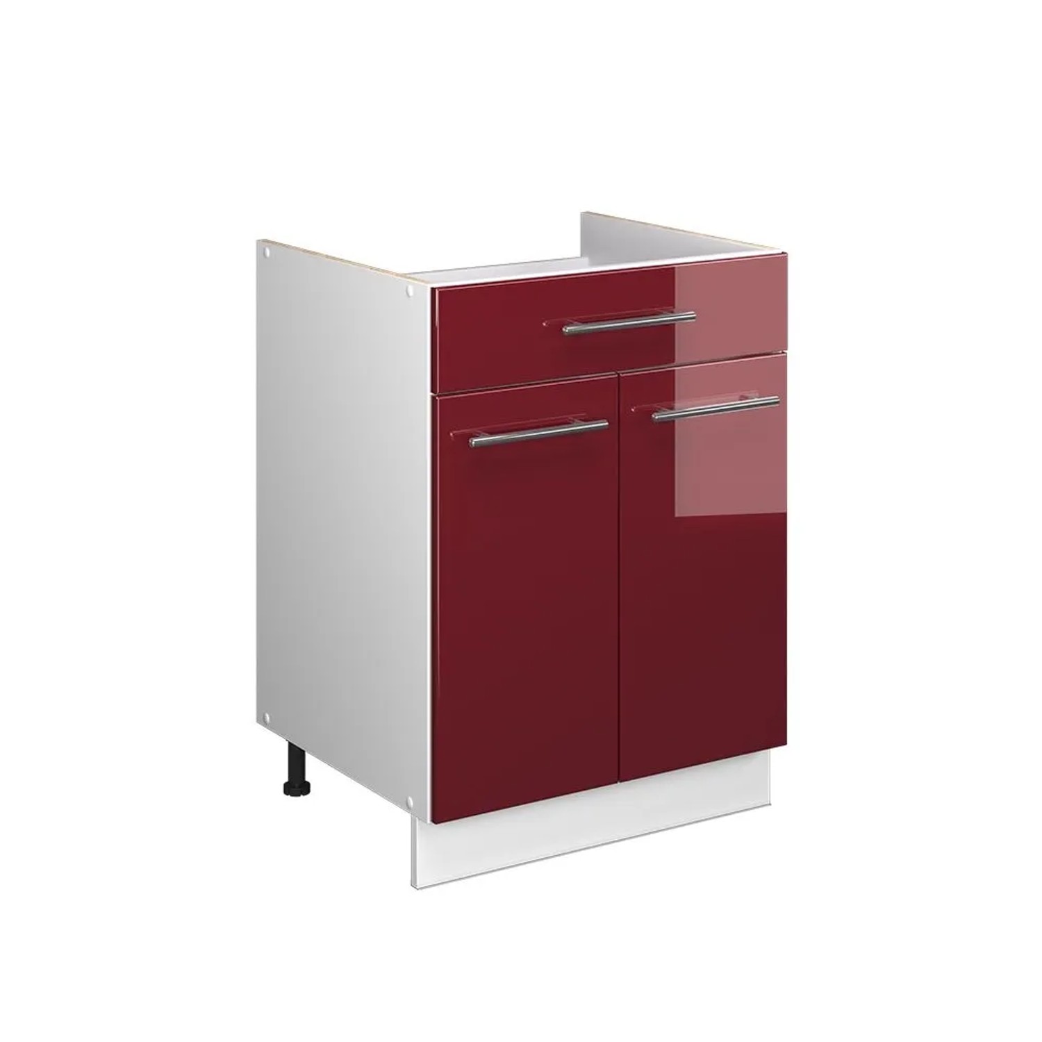 Vicco Unterschrank für Spüle/Kochfeld Fame-Line Bordeaux Hochglanz/Weiß 60 x 82 mit Schublade ohne Arbeitsplatte Art Nr 60952