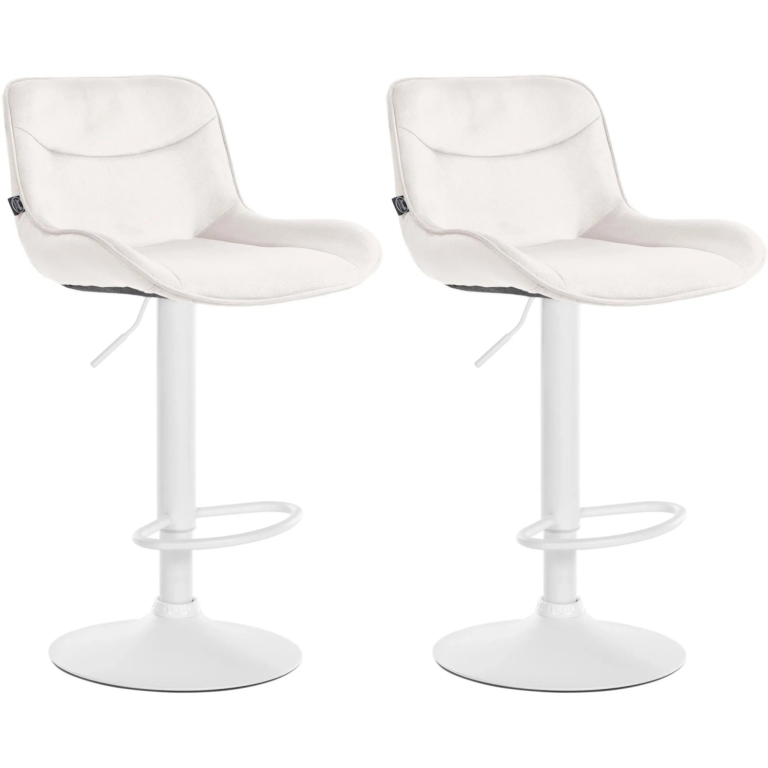 DELUKE 2er Set Barhocker RAGAD Samt Creme 49x51x85cm Weiß Barstuhl Höhenverstellbar Mit Lehne Drehbar Tresenhocker Trese...