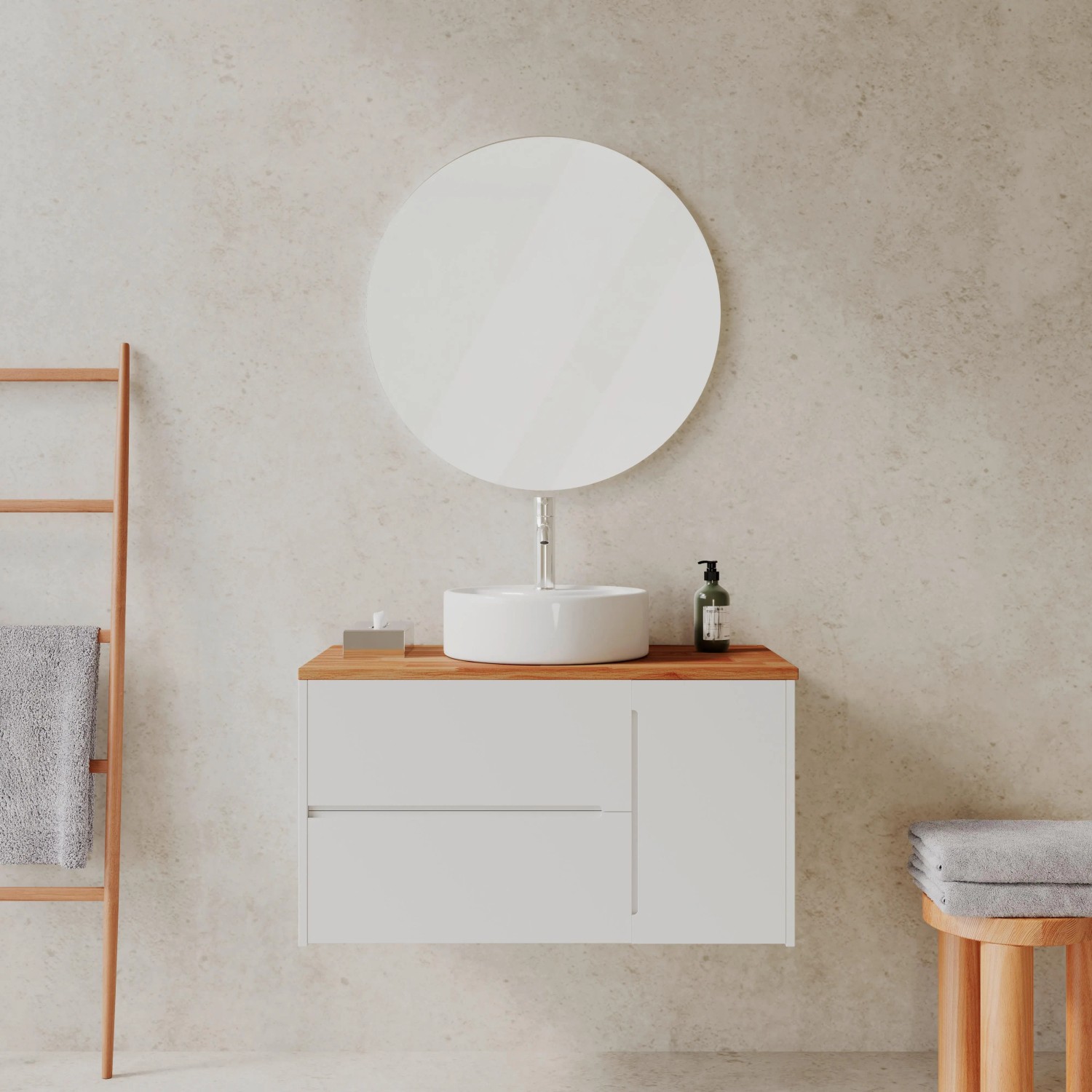 Bessagi Home Badezimmer Davina Eichefarben/Weiß 3- teilig