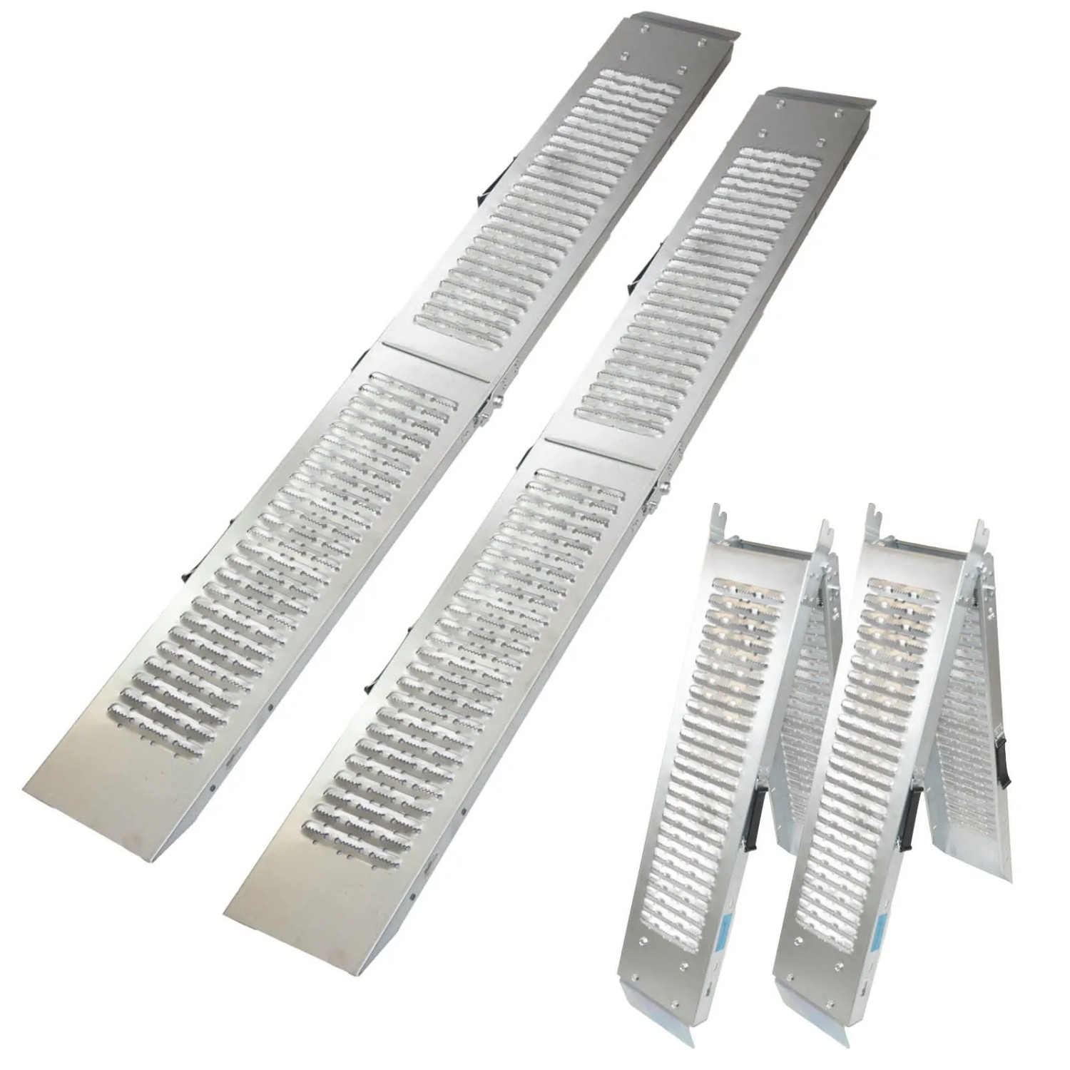 TRUTZHOLM 2x Auffahrrampe Klappbar 189cm Traglast 400 kg Stahl Geriffelt Grau