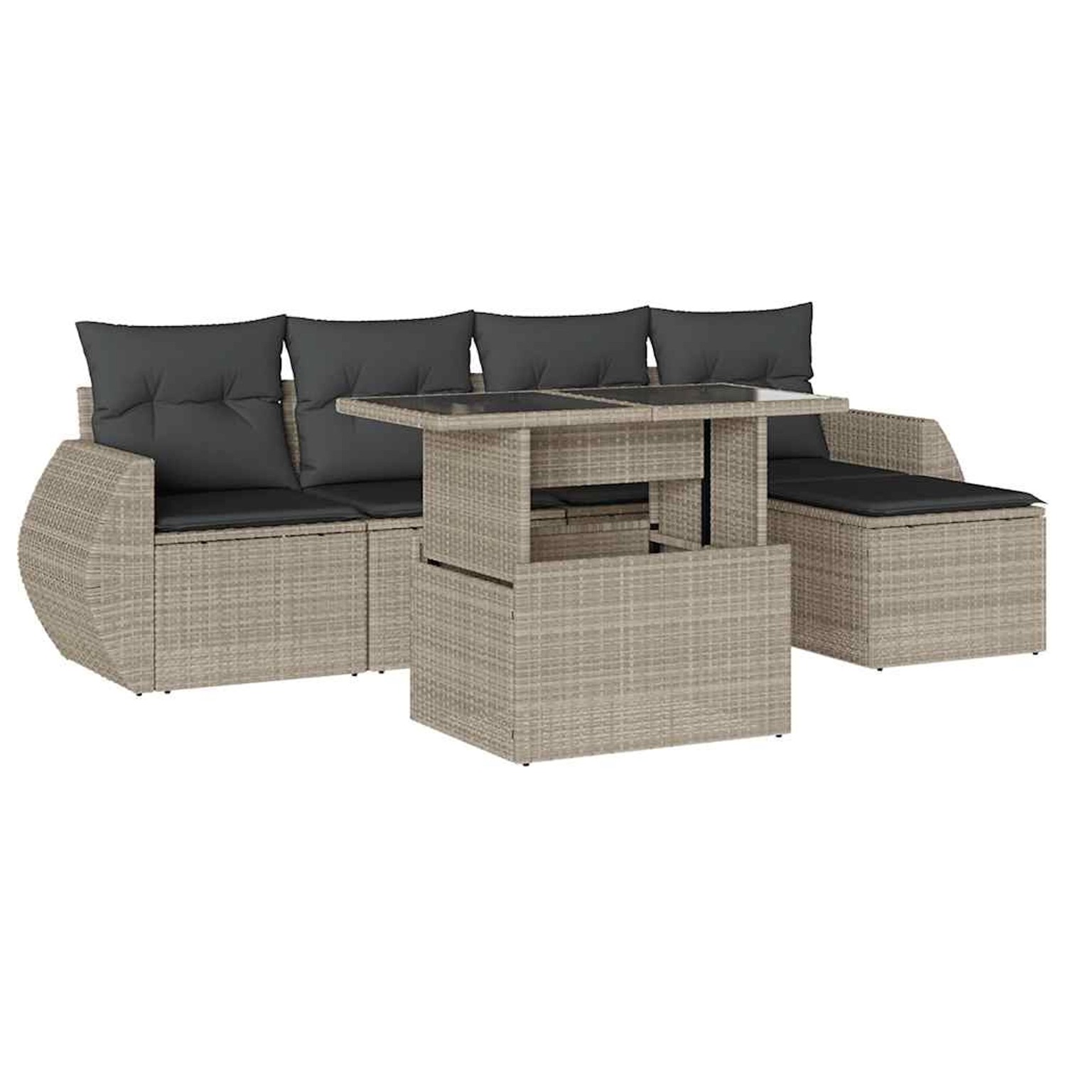 vidaXL 6-Tlg Garten-Sofagarnitur mit Kissen Hellgrau Poly Rattan 3268502 günstig online kaufen