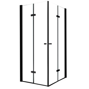 Glasdeals Duschkabine CLAP Schwarz, 80x90x195 cm, mit Pendeltür.