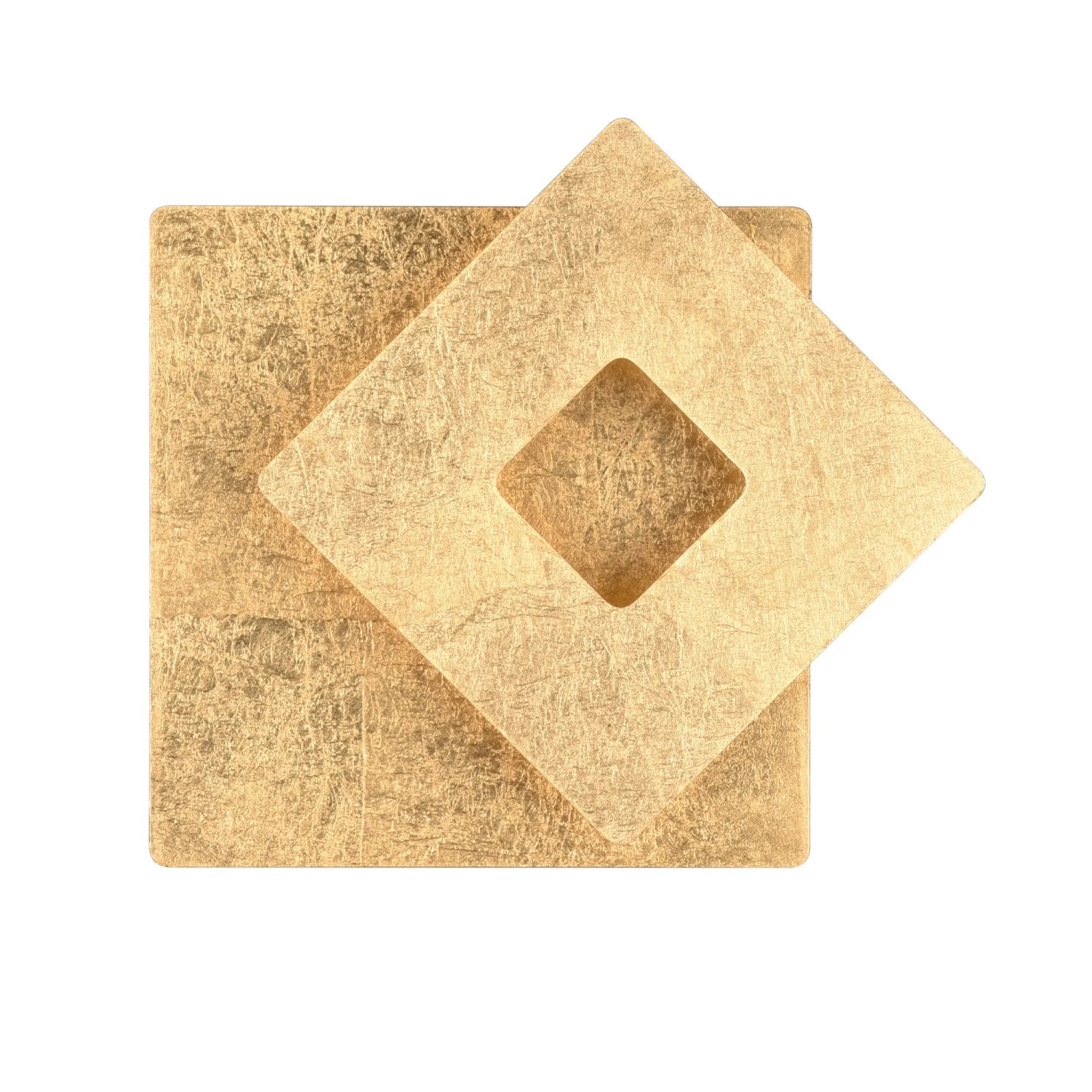 Goldfarbene, eckige Trio LED-Wandlampe Leano mit geometrischem Design für indirekte Beleuchtung.