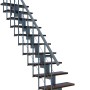Minka Mittelholmtreppe Comfort Top in Walnuss/Grau, Innentreppe mit geraden Stufen und Handlauf.