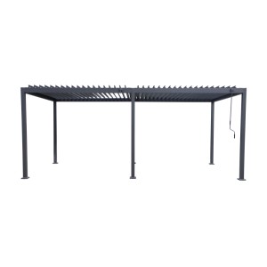 Große MWH Pergola O88 Series 3x6m in Anthrazit mit verstellbarem Lamellendach und Kurbel für Garten & Terrasse.