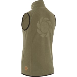 Gardena Damen-Weste XS in Olivgrün, Fleece-Arbeitskleidung mit Logo auf dem Rücken.