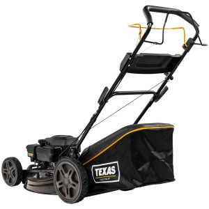 Texas Benzin-Rasenmäher TPL 510TR W mit Radantrieb und Fangkorb.